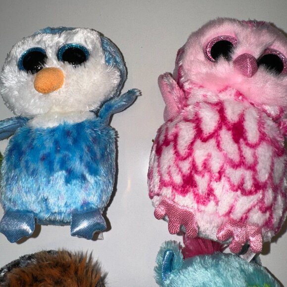 LOT of 6 TY Beanies OWLs Birds - Picture 4 of 9